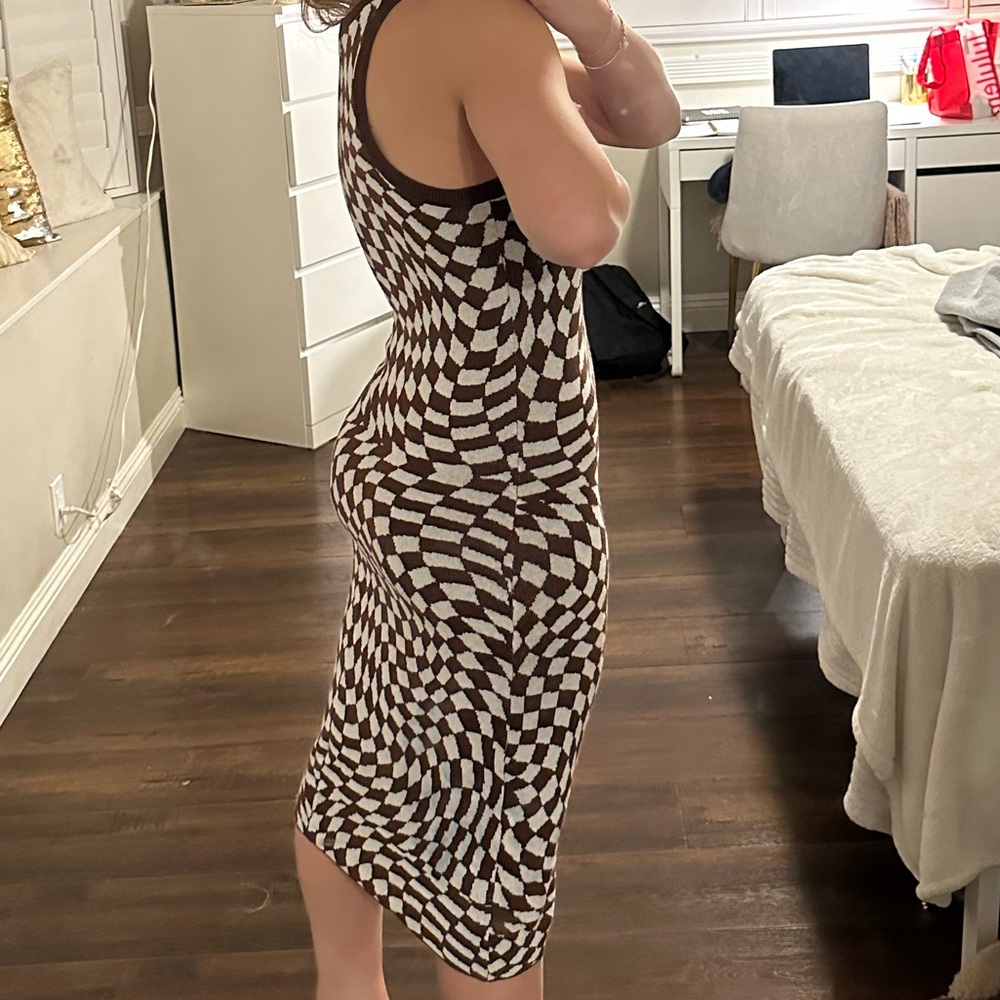 checkered maxi body on dress
